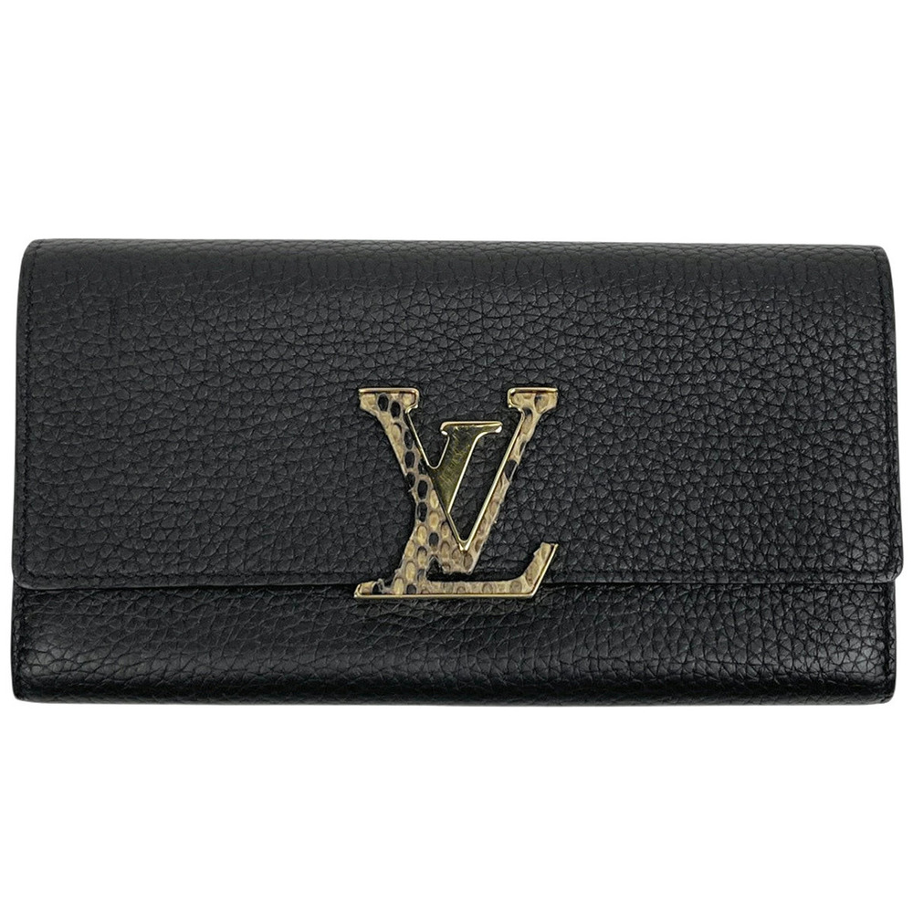 Louis Vuitton Portefeuille Capucines Bi fold Long Wallet Leather Noir Black